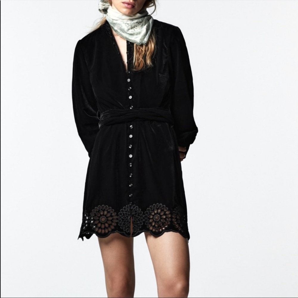 Zara black velvet XL dress- worn only once then dry cleaned